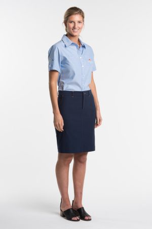 Ladies Short Sleeve Slim Fit Office Shirt - Chambray